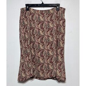 Vintage Talbots Pure Silk Old Money Paisley Skirt Size 14W Y2K Boho Quiet Luxury